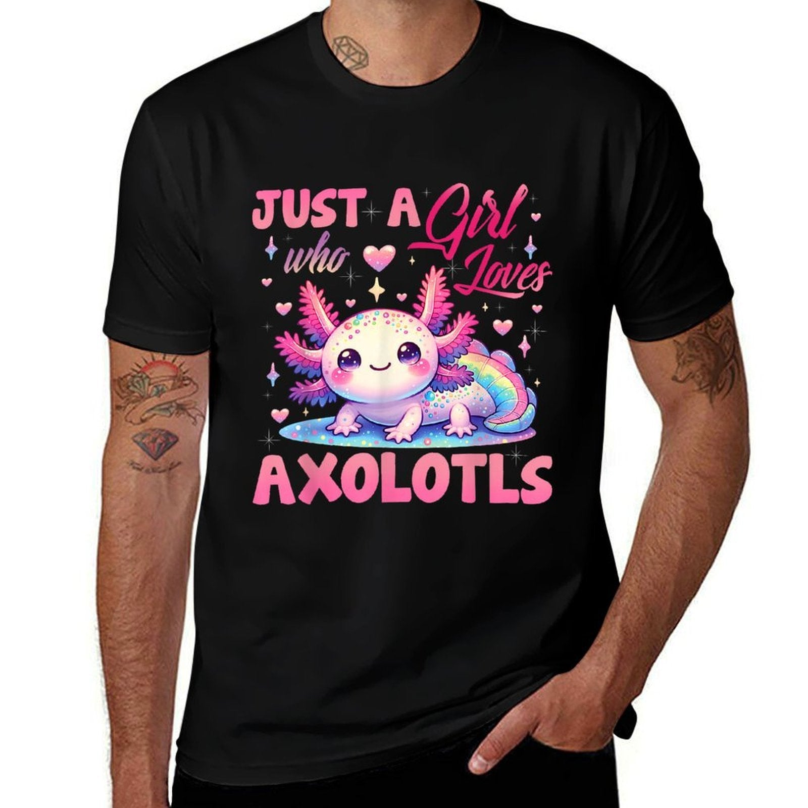 Cute Axolotl Just A Girl Who Loves Axolotls Girls Kids  Slim-fit Cut T-Shirt