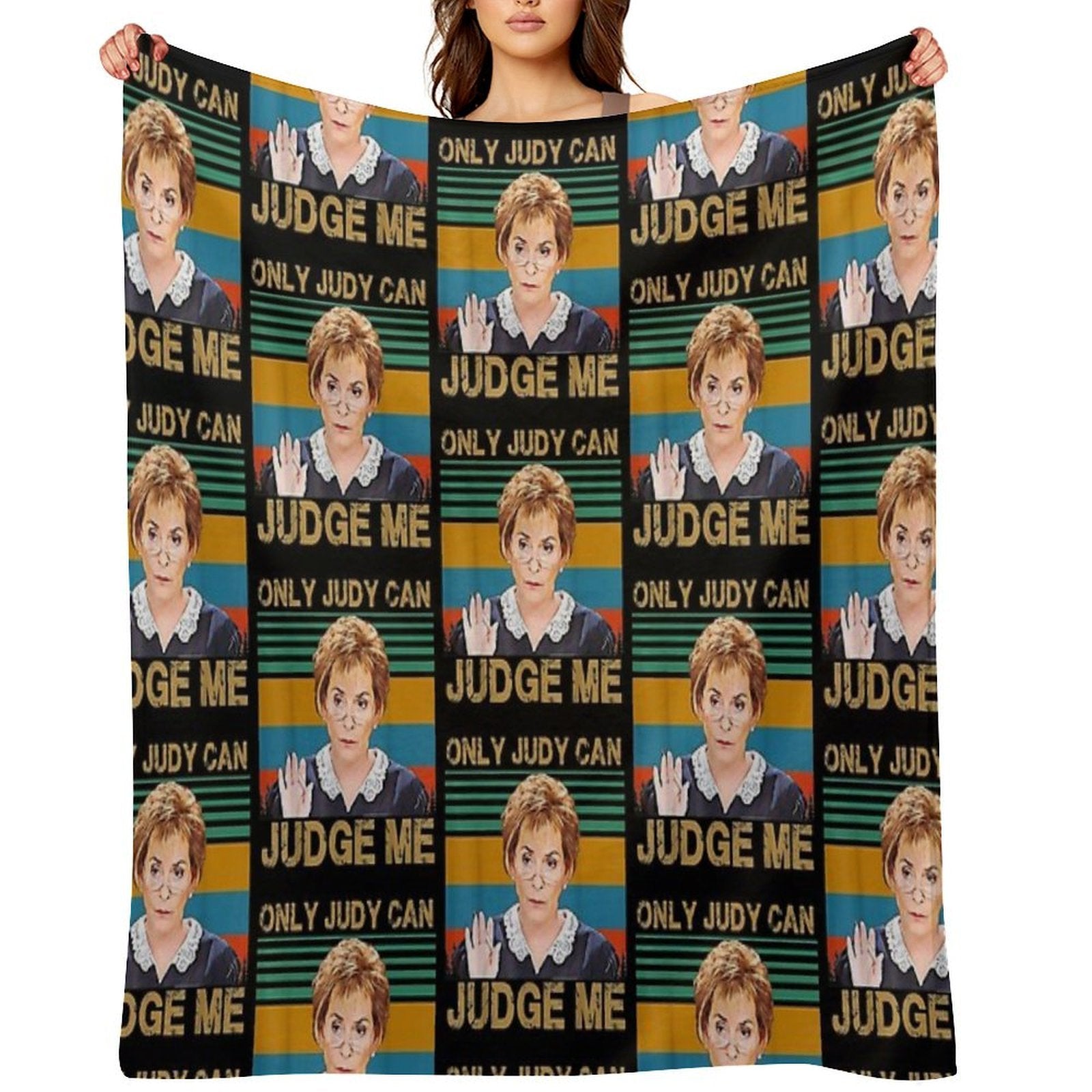 Funny Only Judy Can Judge Me Retro Vintage Sustainable Throw Blanket