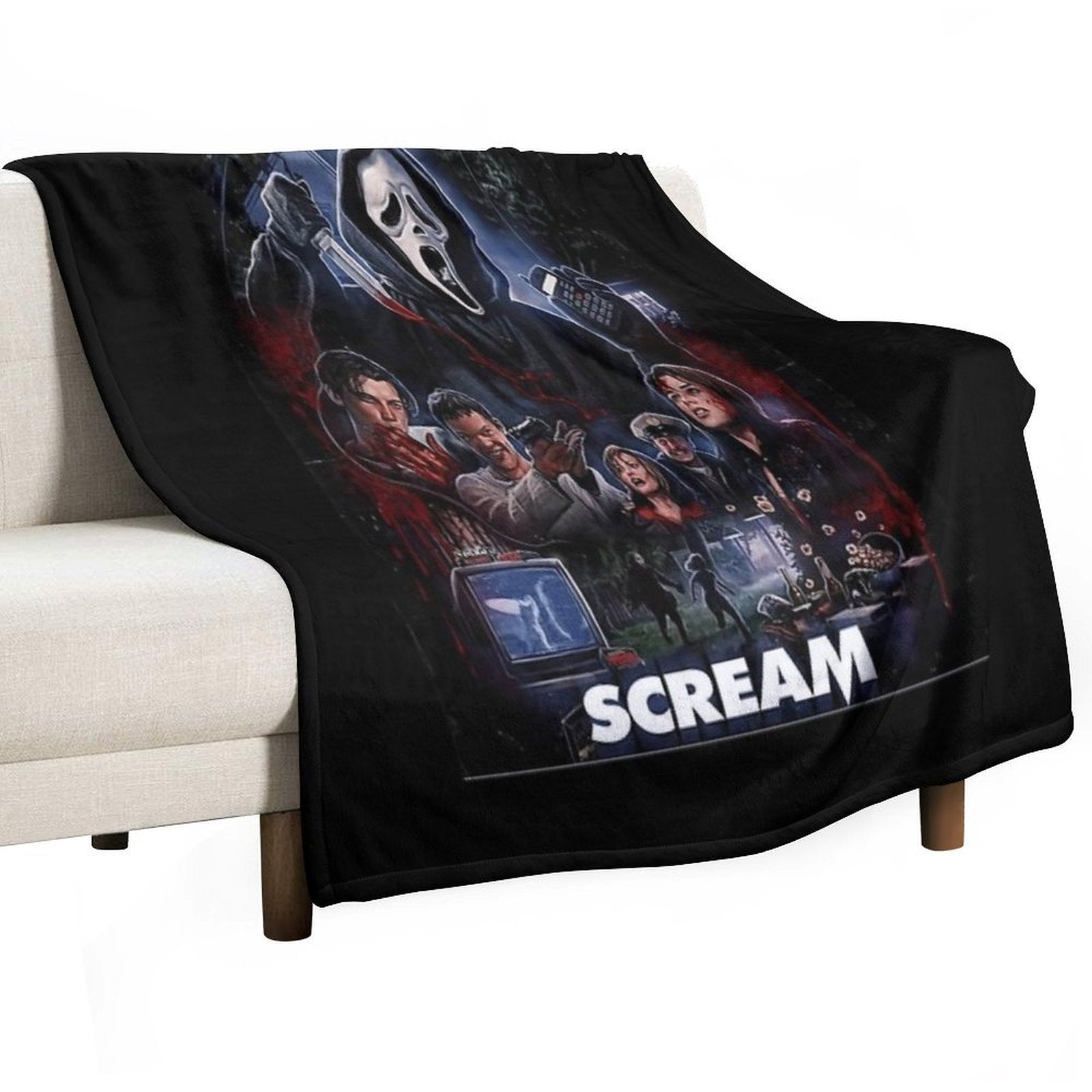 Scream Horror Movie Artwork Poster Premium Throw Blanket