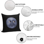 Moon Emoji Soft Short Plush Fabric Throw Pillow