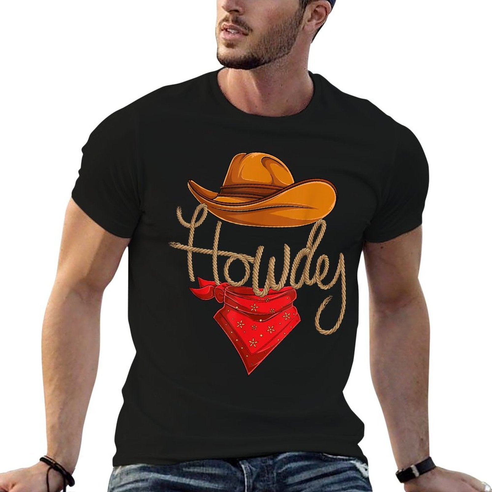Howdy Cowboy Cowgirl Western Country Rodeo Howdy Men Boys  Relaxed-fit T-Shirt
