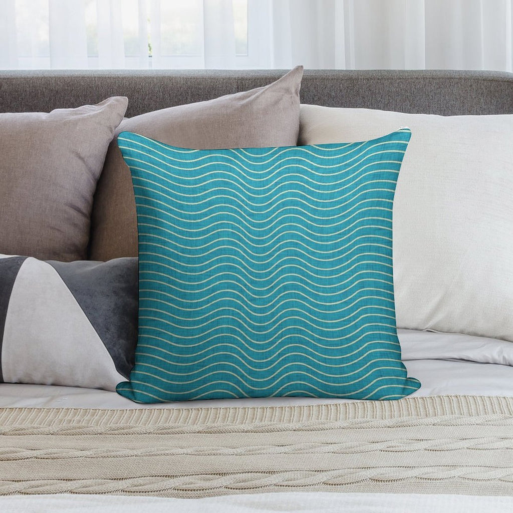 Surfing Waves Blue Soft Warmth Comfort Throw Pillow