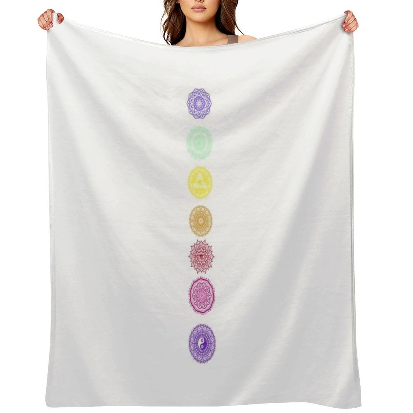 7 Chakras Design Easy Care Throw Blanket
