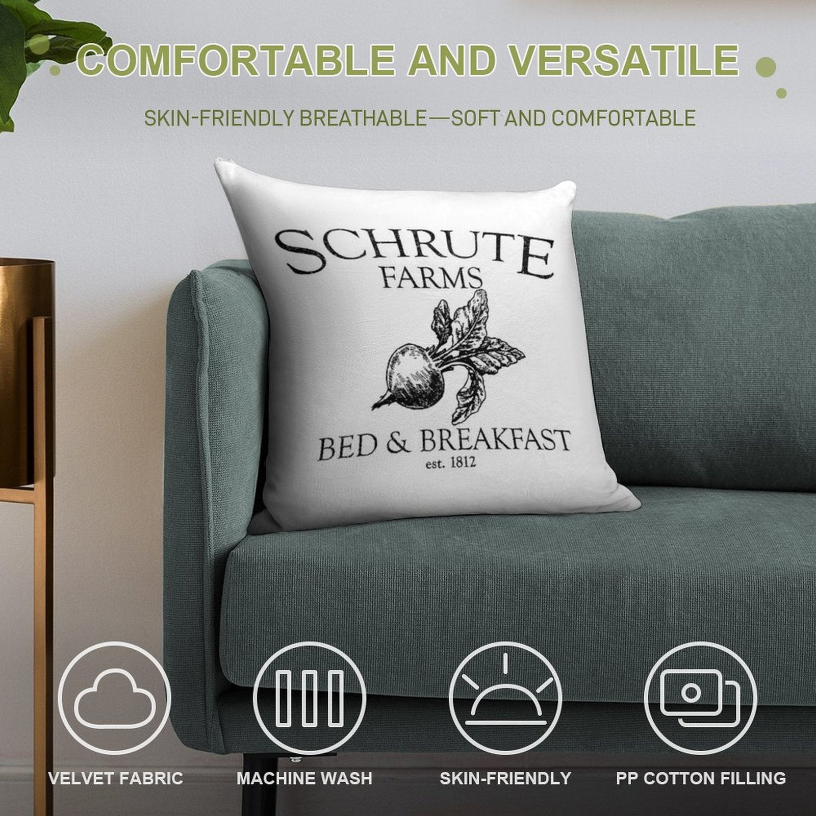 Schrute Farms Funny Office Soft Style Accent Throw Pillow