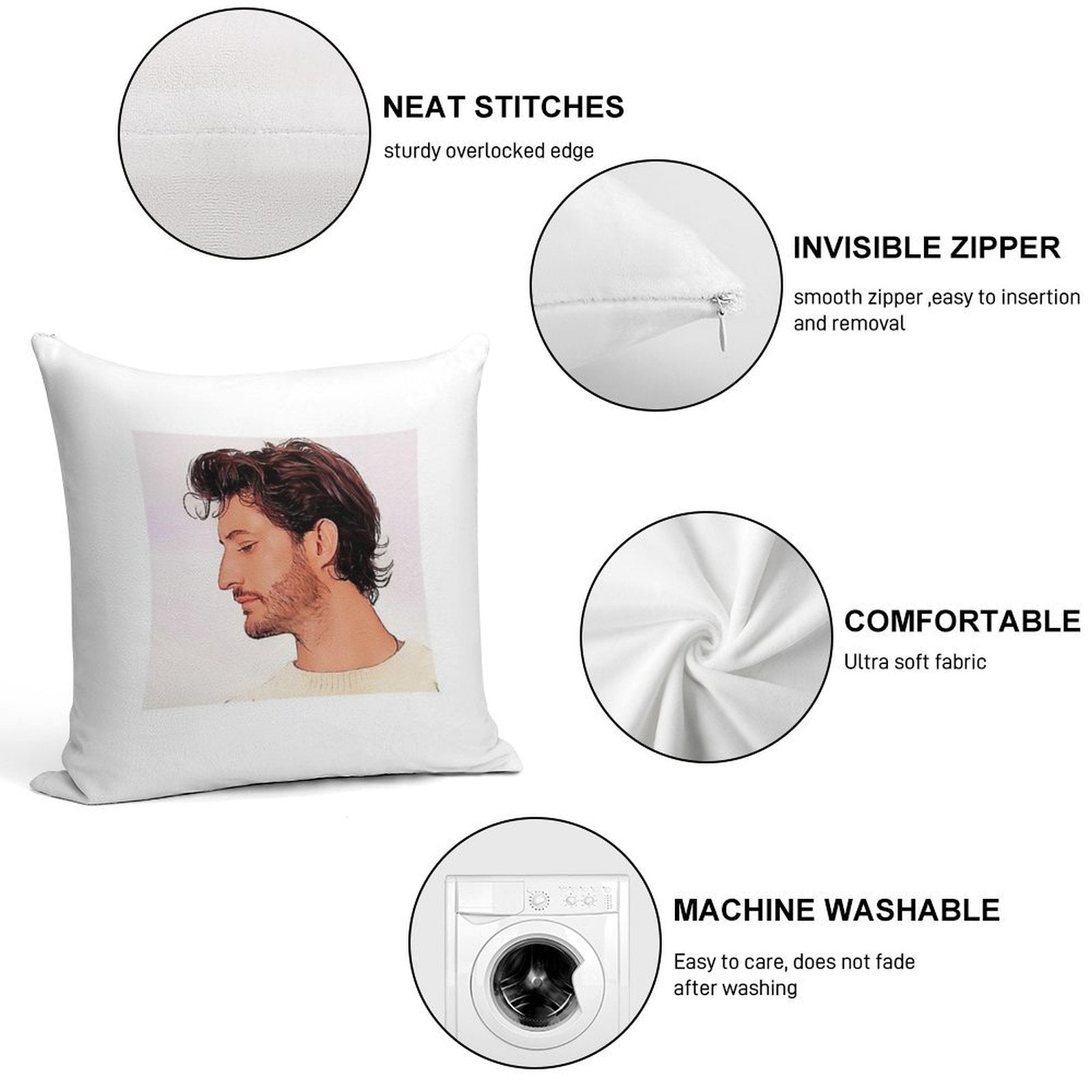 Pierre Niney Soft Shrink-Resistant Throw Pillow