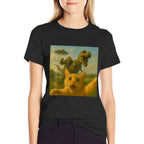 Funny Surprised Scared Cat Selfie T-Rex Dinosaur Bigfoot UFO  Vintage-inspired T-Shirt