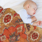 Transylvanian West Anatolian Carpet Print Plush Throw Blanket