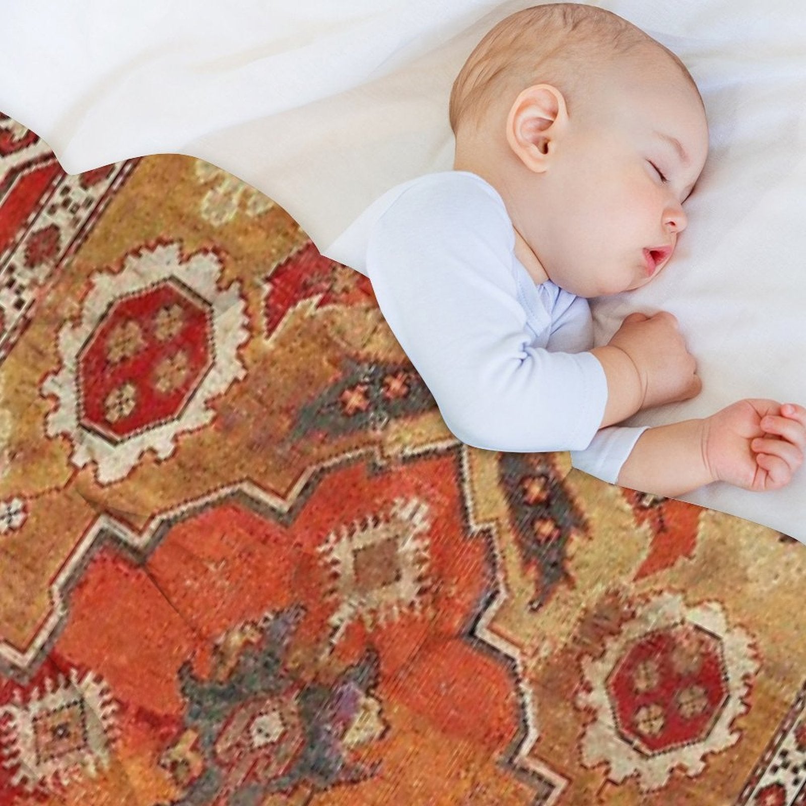 Transylvanian West Anatolian Carpet Print Plush Throw Blanket