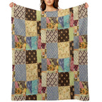Vintage Home Made Patchwork With Diverse Patterns Sustainable Throw Blanket