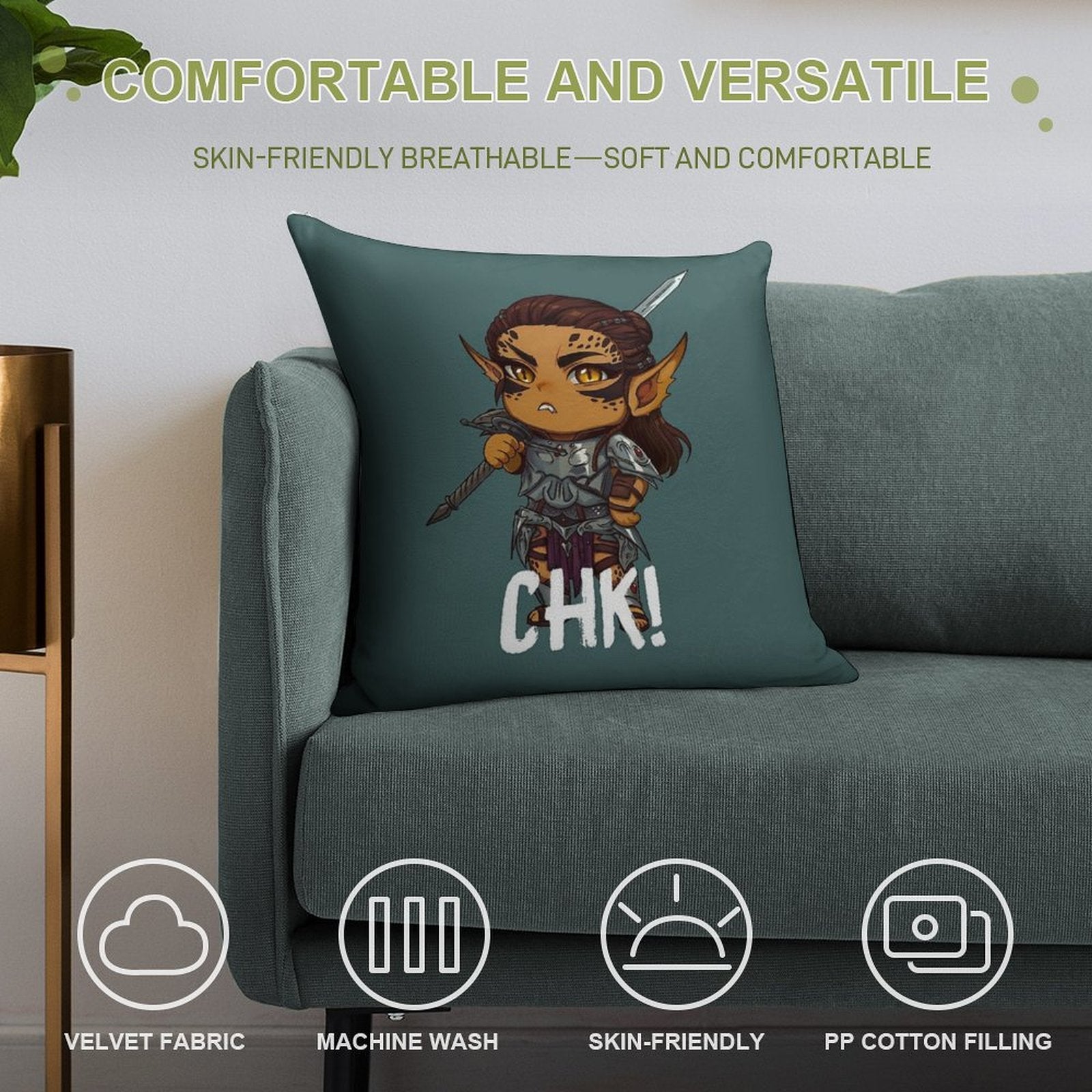 Chibi Lae'zel Soft Warmth Comfort Throw Pillow