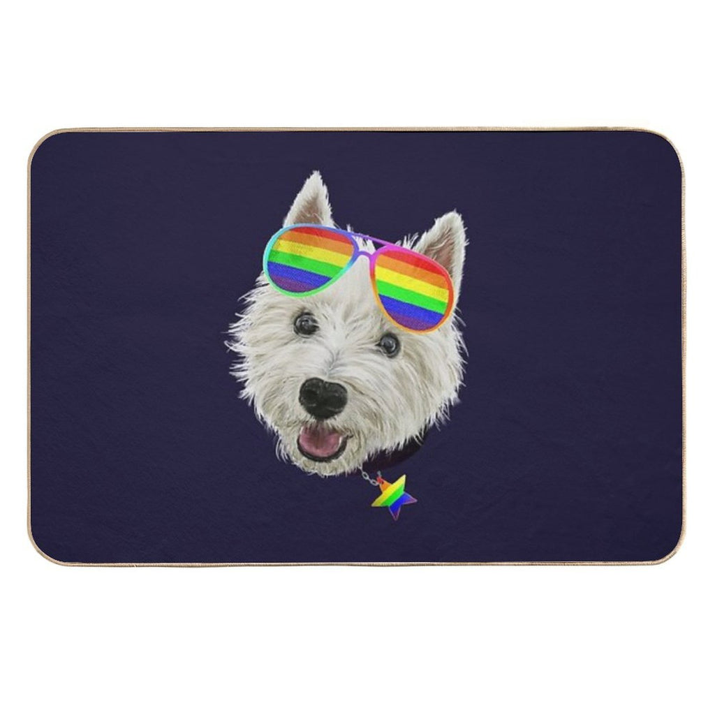 Gay Pride Westie LGBT Dog Sunglasses Durable Bath Mat