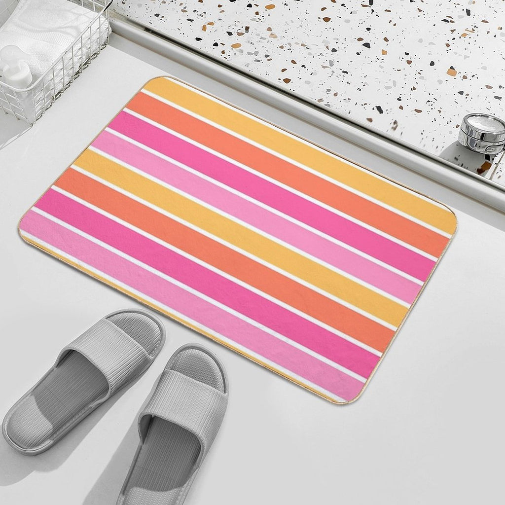 Fruit Salad Stripes - Horizontal  Non-Slip Bath Mat