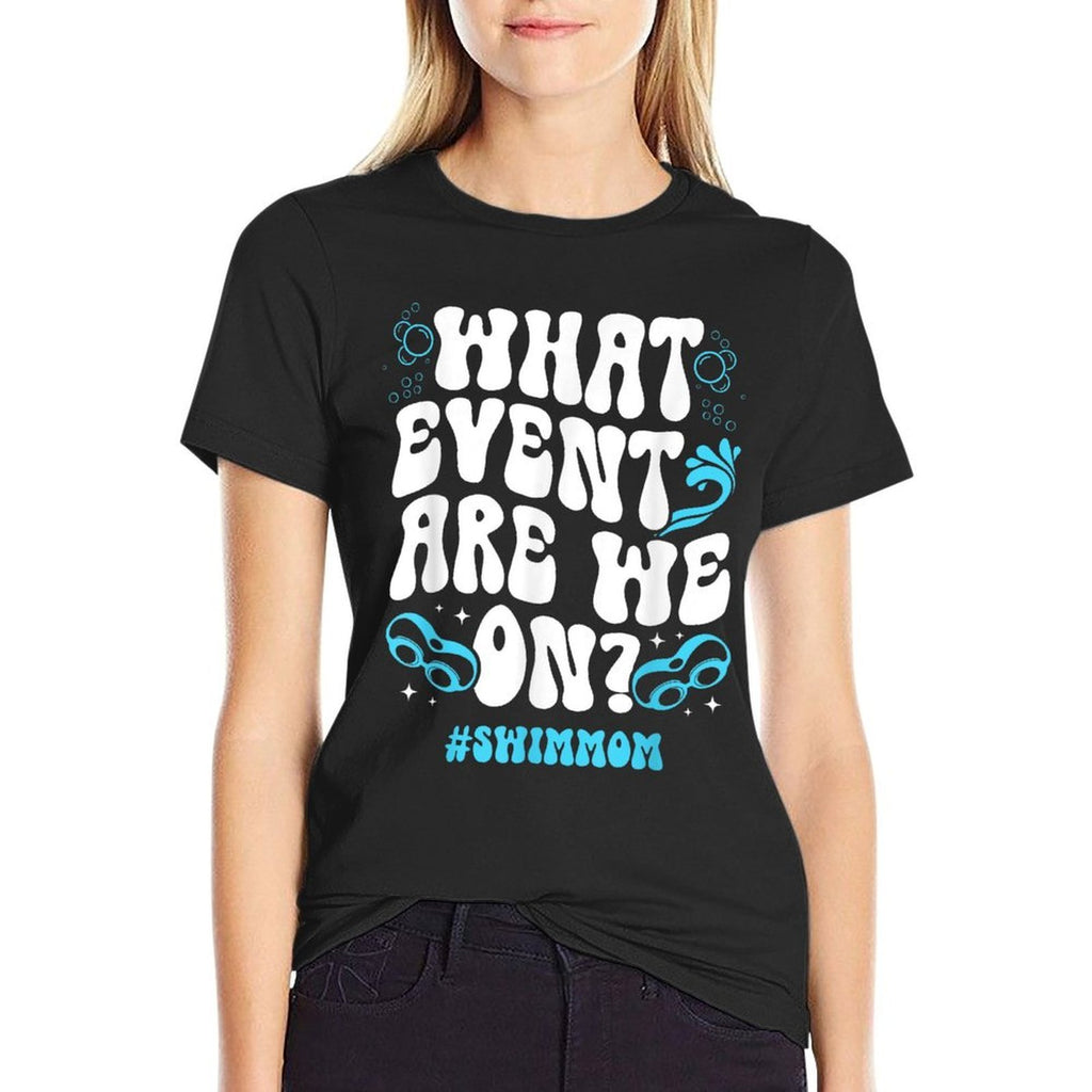 Swim Mom Groovy Swimming Mom Of A Swimmer Mom Swim Mama  Summer-ready Fabric T-Shirt