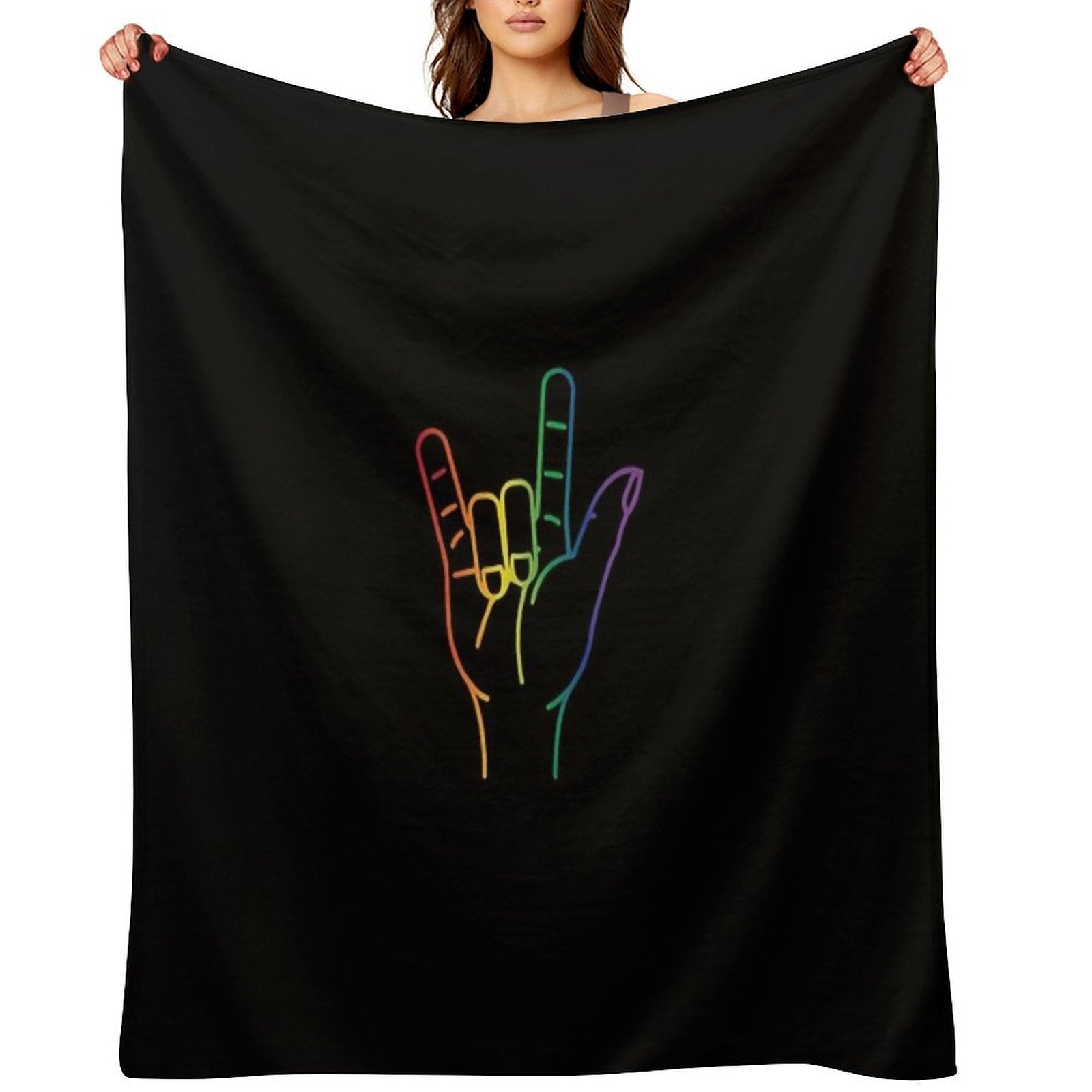 I Love You Pride ASL Multi-functional Throw Blanket