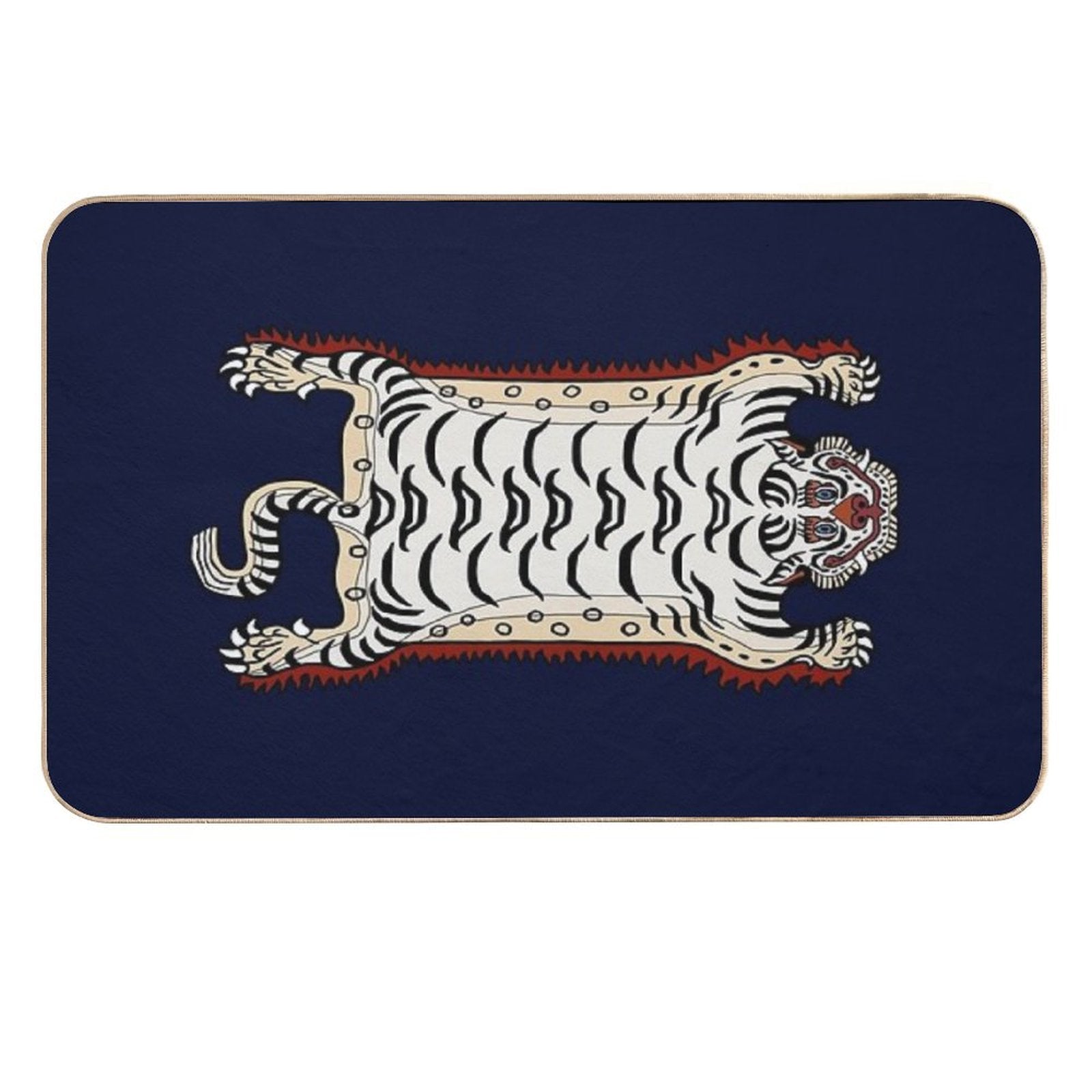 TIBETAN TIGER RUG 1-white  Stain-Proof Bath Mat
