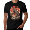 Vintage Kaiju Eating Ramen Japanese Monster Birthday Cat  Trendy Pattern T-Shirt