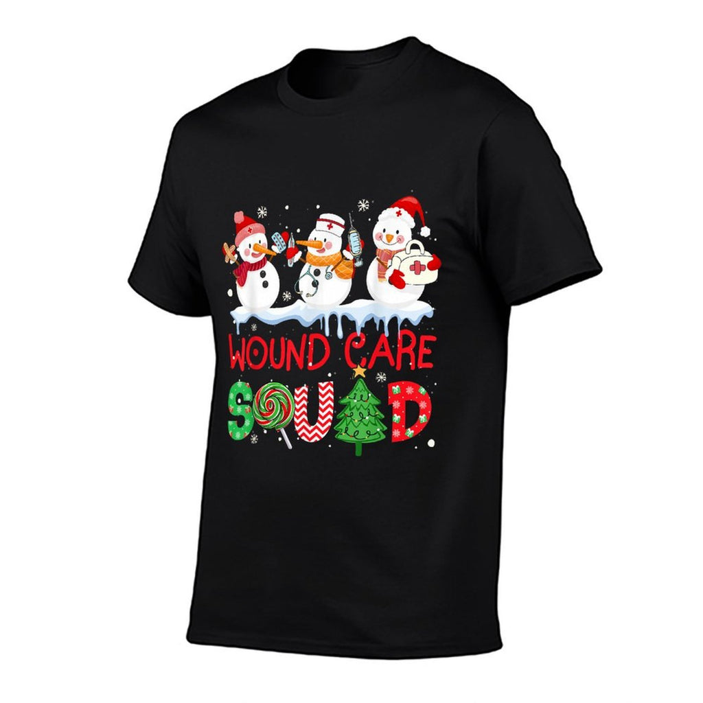 Snowman Wound Care Nurse Squad Christmas Holiday Matching  Summer-ready Fabric T-Shirt
