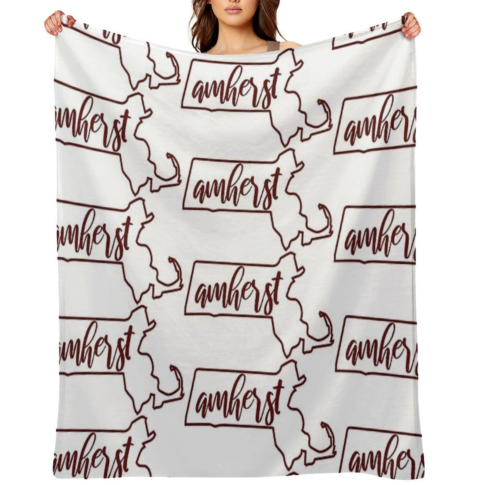 Amherst MA Outline All-season Throw Blanket