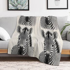 Realistic Black And White Zebra Portrait All-season Throw Blanket