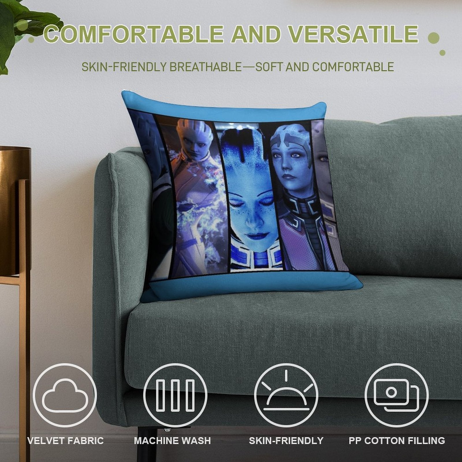 Mass Effect - Liara Soft Style Accent Throw Pillow