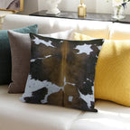 Brown Cowhide Soft Short Plush Fabric Throw Pillow