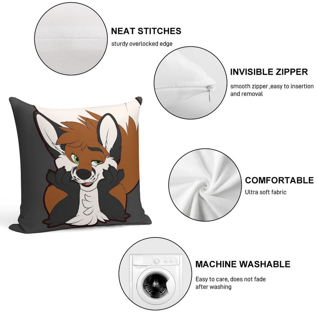 Sup Fox Soft Washable Throw Pillow