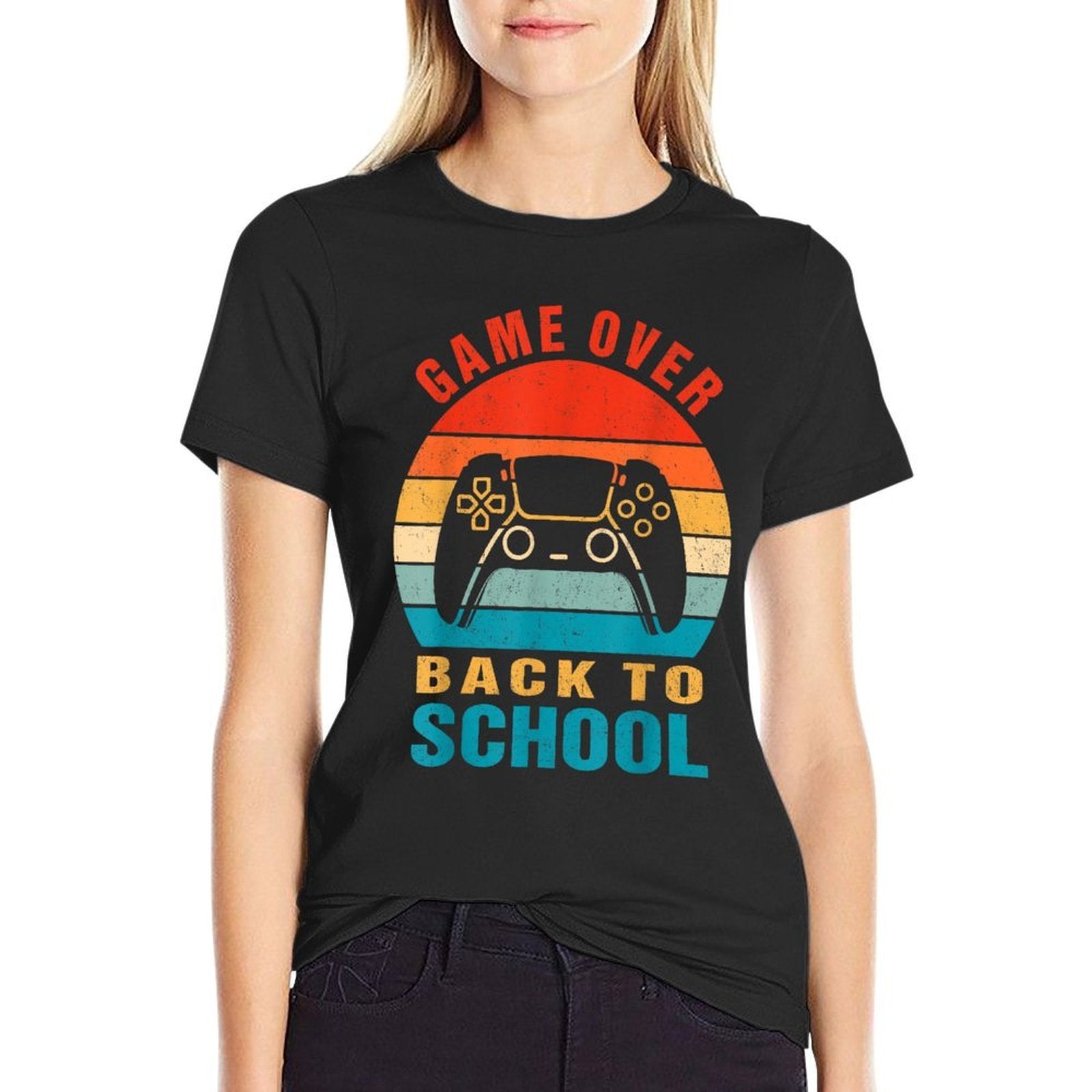 Back to School Funny Game Over Teacher Student Controller  Versatile T-Shirt