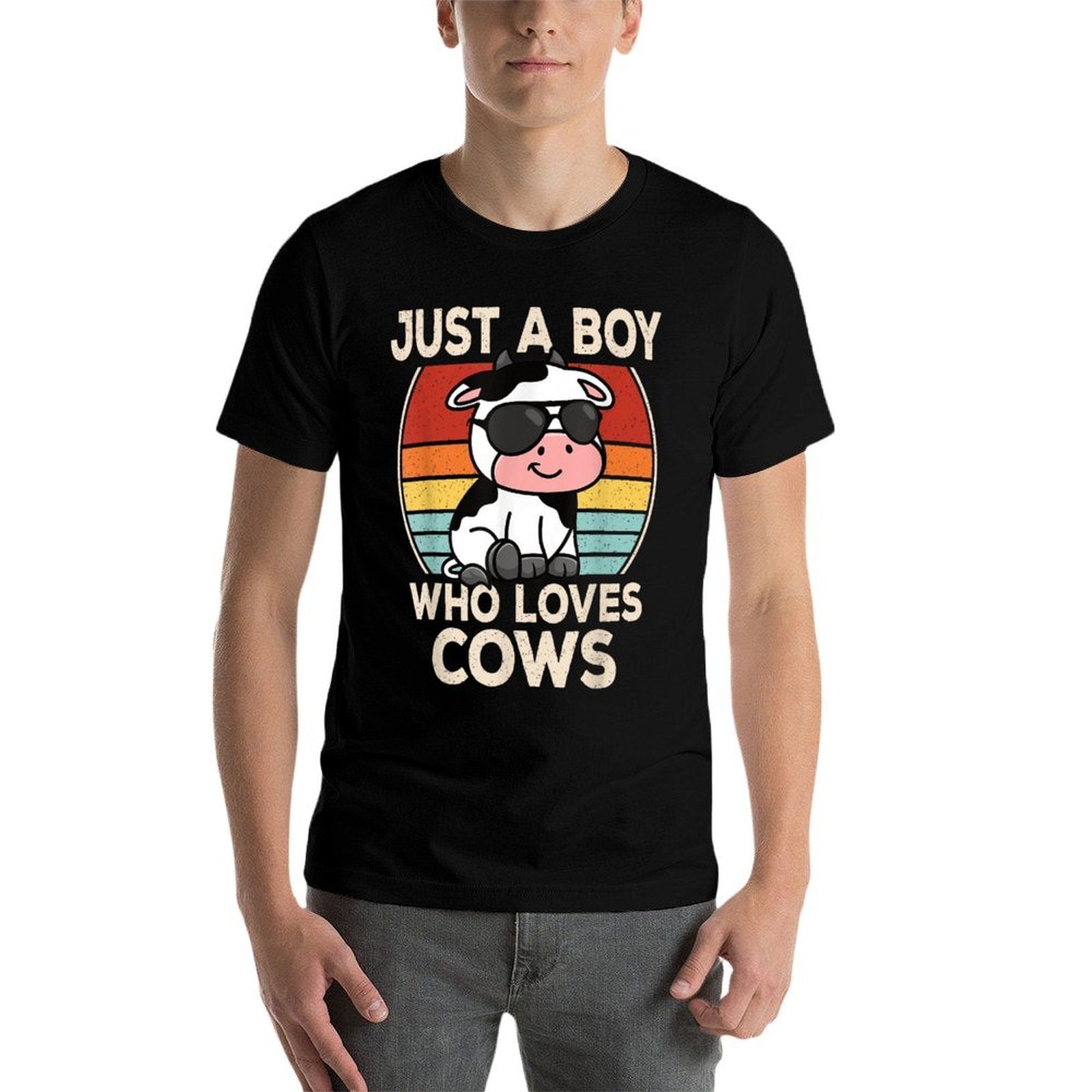 Just A Boy Who Loves Cows Retro Cow Boys Kids  Vintage-inspired T-Shirt