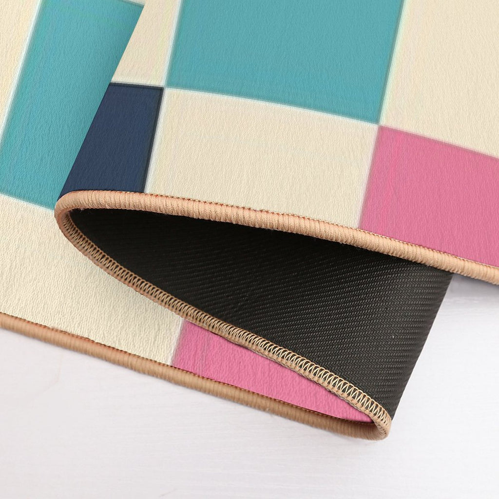 Colorful Squares Green Violet  Odorless Bath Mat