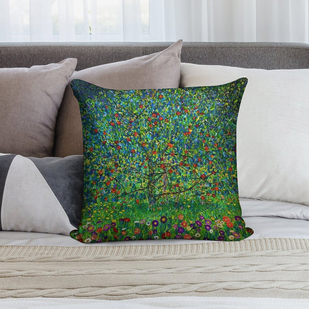 Gustav Klimt Apple Tree I Soft Hidden Zipper Throw Pillow