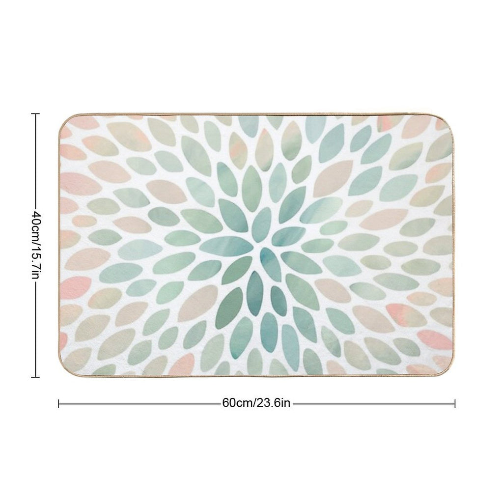 Floral Bloom Pattern, Coral, Peach, Green  Toxin-Free Bath Mat