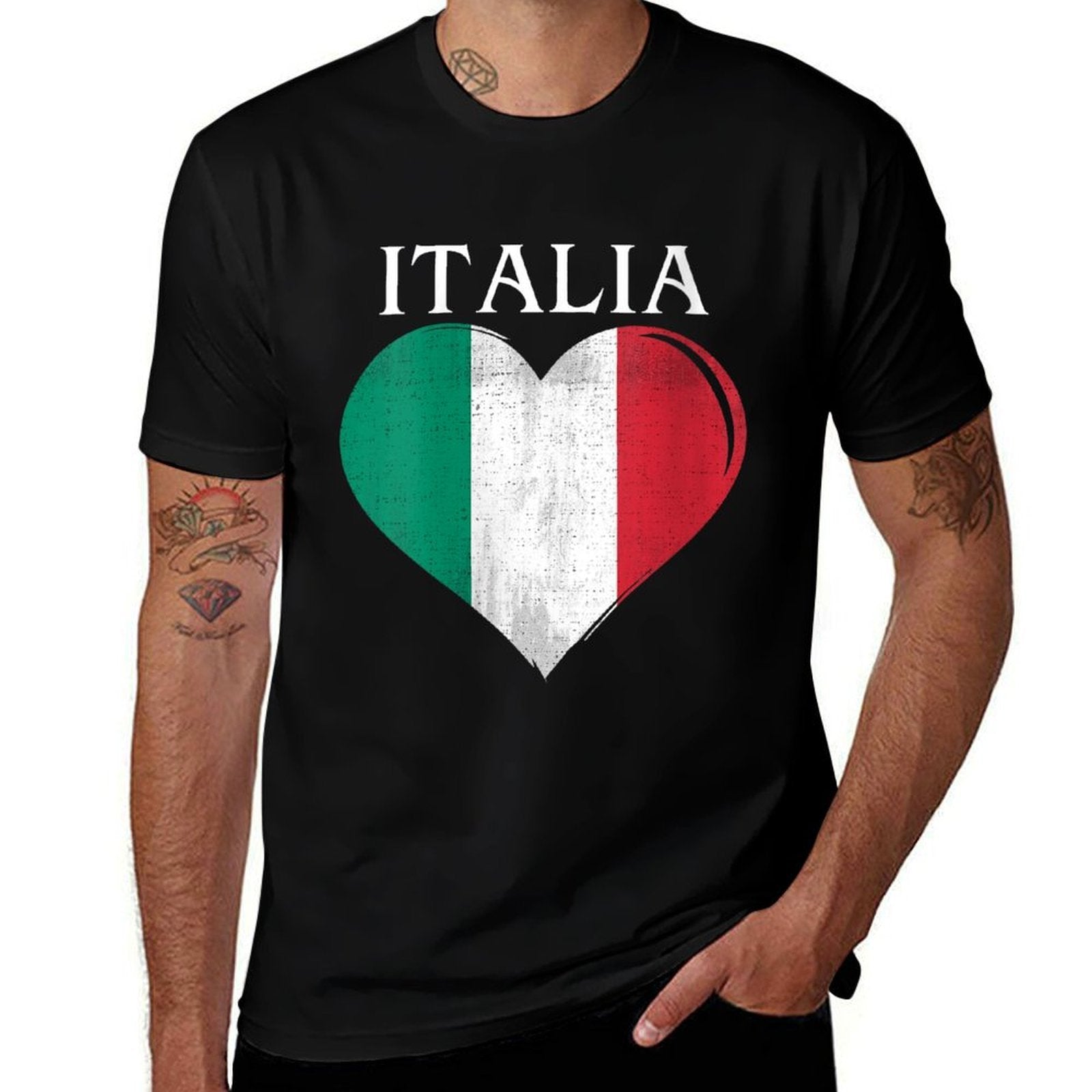 Womens Vintage Italia Heart For Italy Italian Italiano  Relaxed-fit T-Shirt