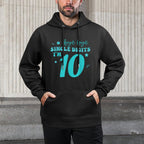 Double Digits Girl 10th Birthday Turning 10 Teal Turquoise Shape Retention Hoodie