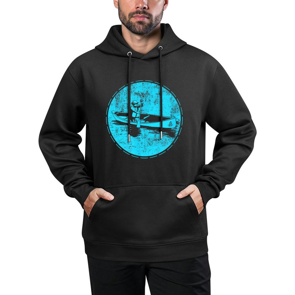 Vintage Canoeing Graphic Minimalistic Canoe Kangaroo Pocket Hoodie