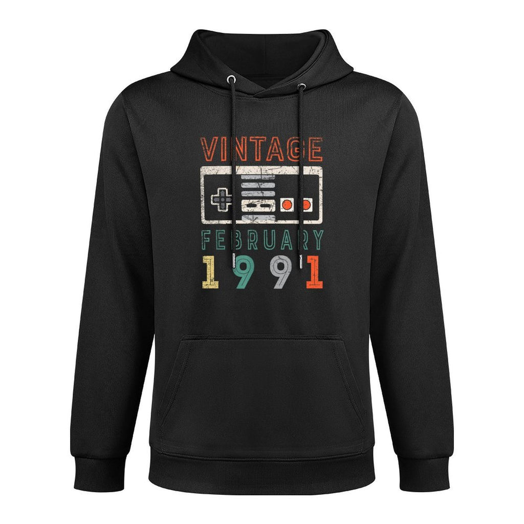 Vintage February 1991 30th Birthday 30 Year Old Medium-Weight Fabric Hoodie