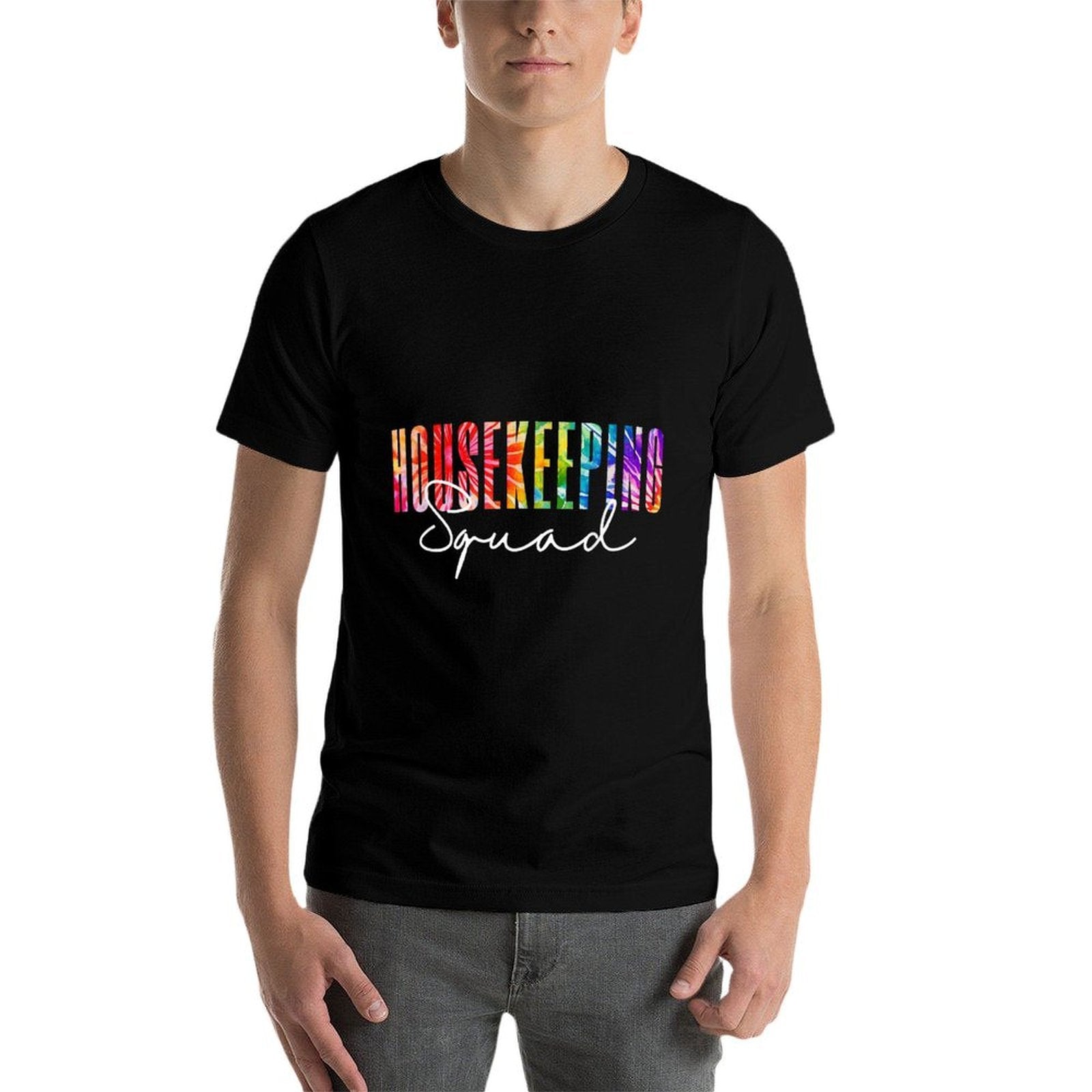 Housekeeping Squad Tie Dye Cleaning Staff School Janitor  Graphic-printed T-Shirt