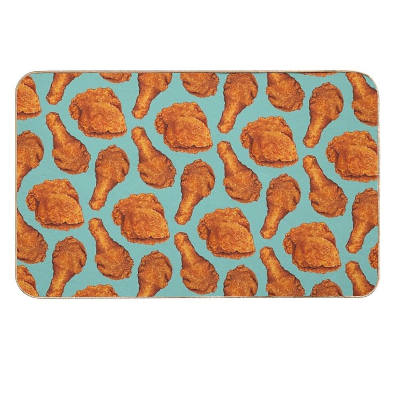 Fried Chicken Pattern - Blue Durable Bath Mat