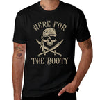 Here For The Booty, Men Women Funny Pirate  Polyester Blend T-Shirt