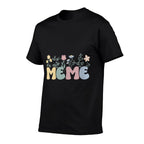 Womens Groovy Meme Grandmother Flowers Meme Grandma  Slim-fit Cut T-Shirt