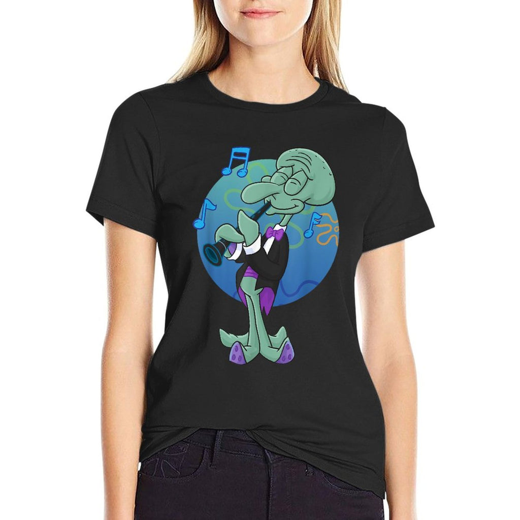 Mademark X SpongeBob SquarePants - Squidwards Playing Clarry The Clarinet  Oversized Silhouette T-Shirt