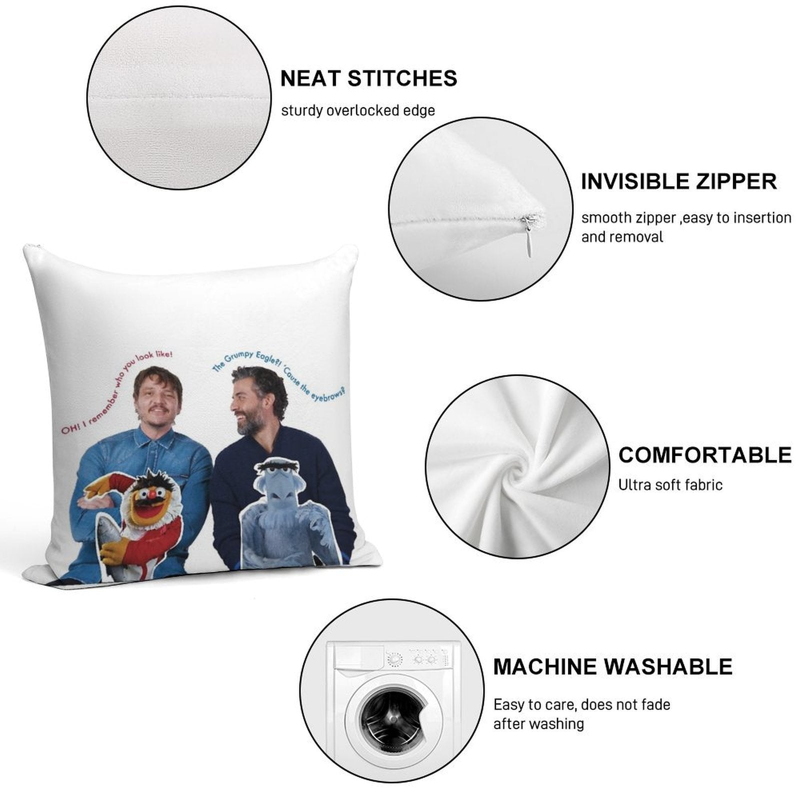 Muppets Pedro Pascal And Oscar Isaac Are Friendship Goals Soft Decorative Cover Throw Pillow