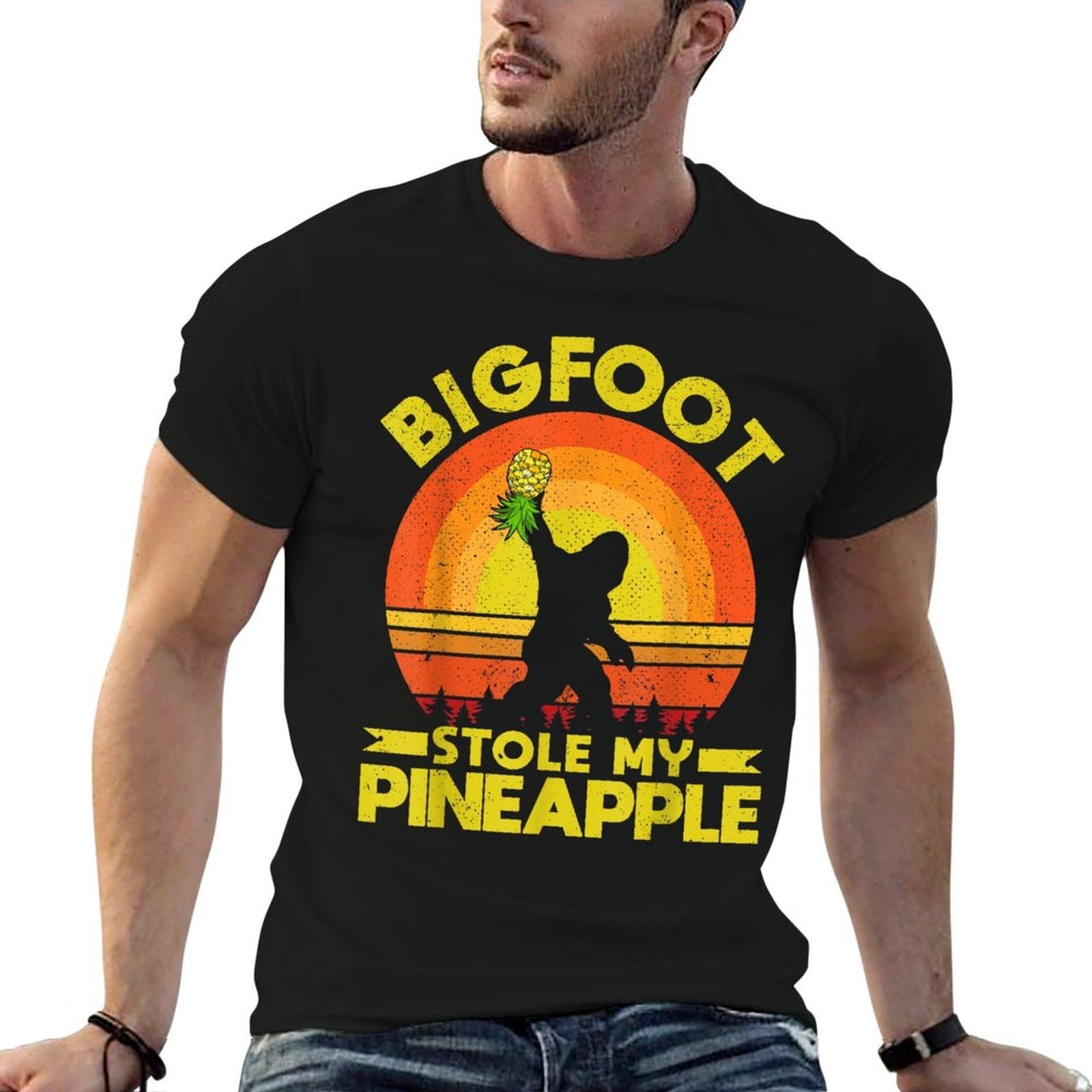 Bigfoot Stole My Pineapple Upside Down Pineapple Swinger  Relaxed-fit T-Shirt