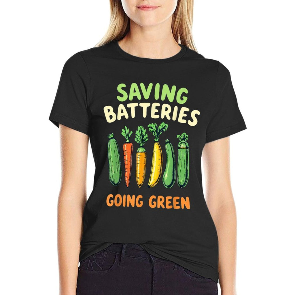 Eco Saving Batteries Going Green Funny Embarrassing Cucumber  Trendy Pattern T-Shirt