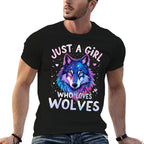 Wolf Colorful Just A Girl Who Loves Wolves  Quick-drying T-Shirt