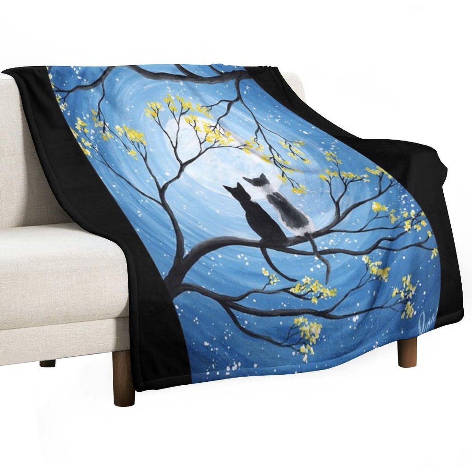 Cats Full Moon All-season Throw Blanket