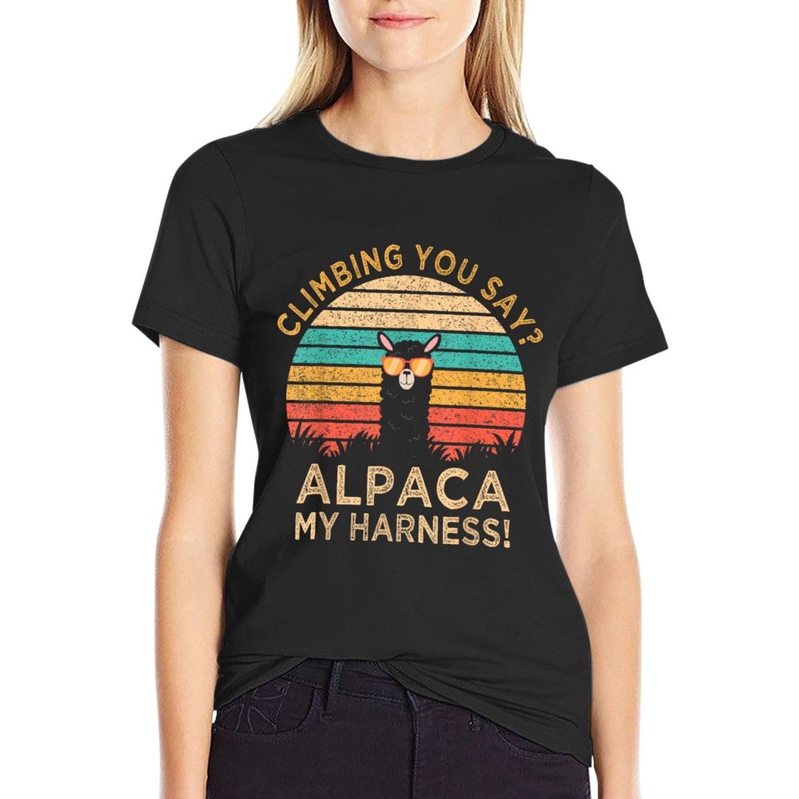 Climbing You Say Alpaca My Harness Funny Rock Climber Gift  Relaxed-fit T-Shirt