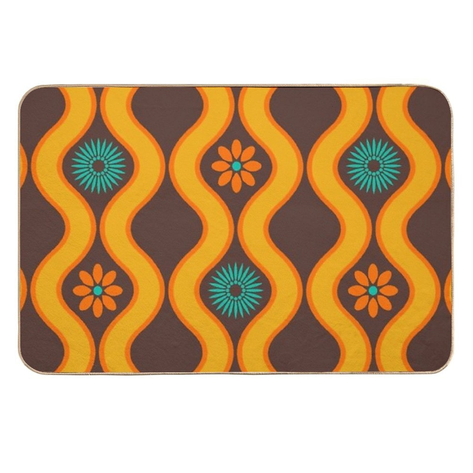 1970's Retro Vintage Seventies Floral Flowers Pattern  Rapid-Drying Bath Mat