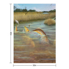 Redfish in The Salt Marsh Shrink-resistant Throw Blanket