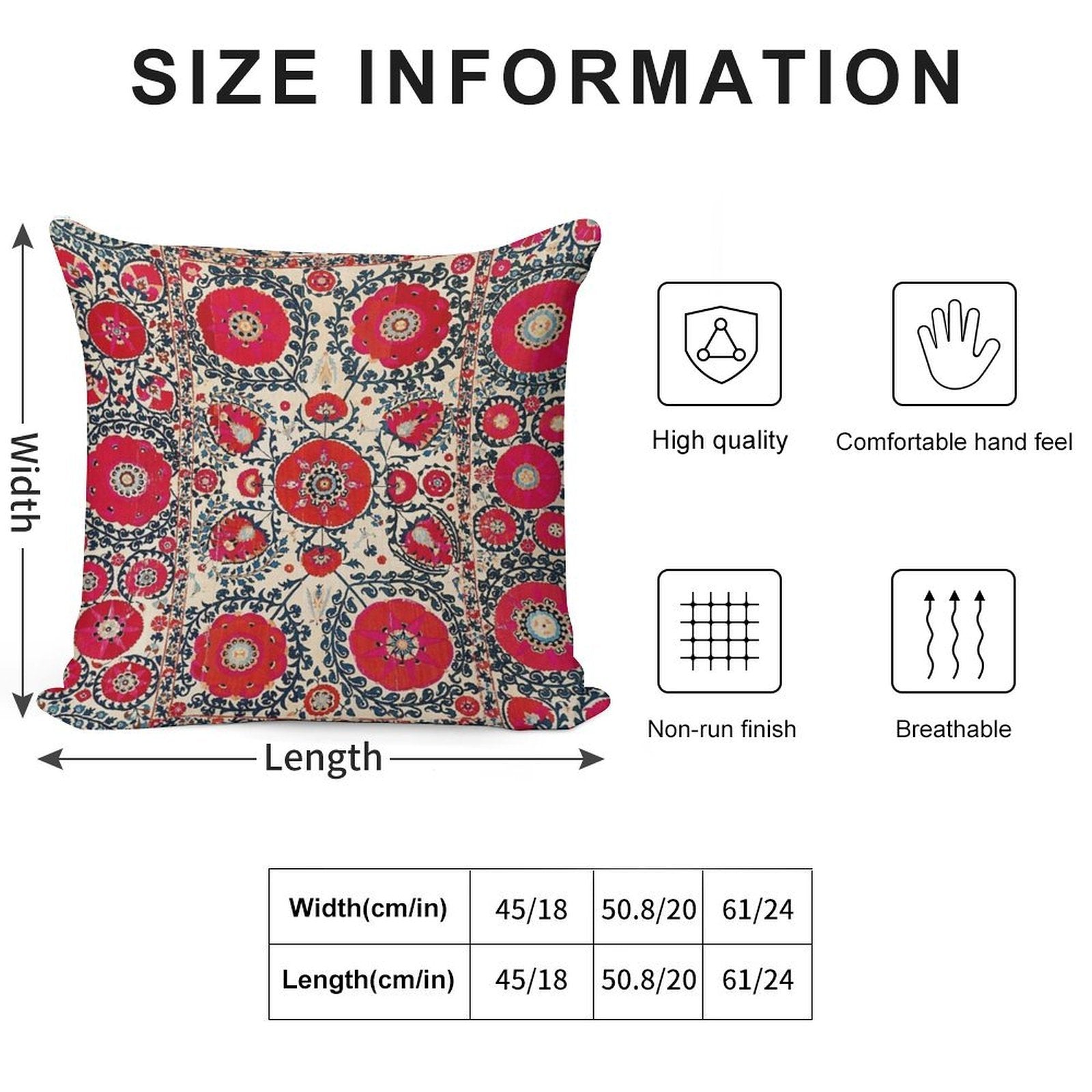 Shakhrisyabz Bokhara Uzbekistan Silk Embroidery Print Soft Reinforced Edging Throw Pillow