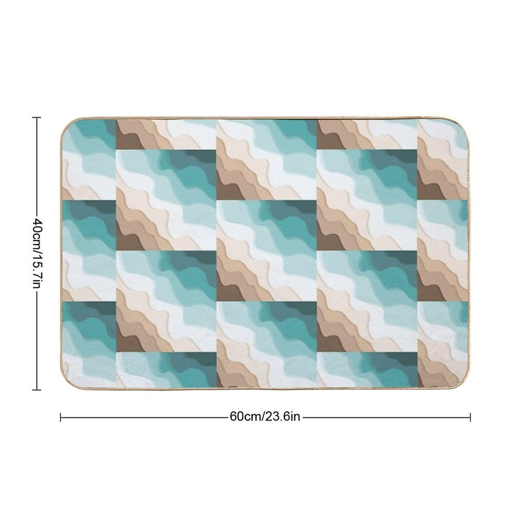 Modern Paper Cut Waves  Toxin-Free Bath Mat